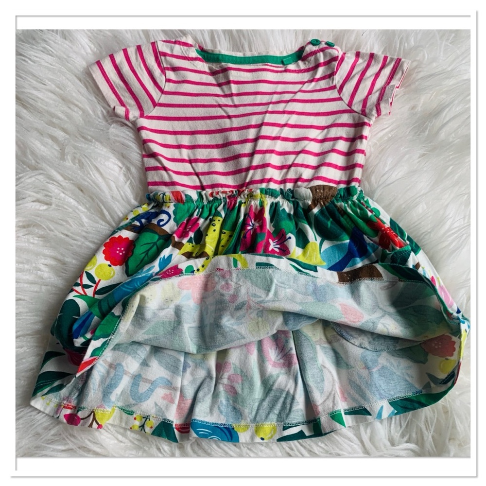 Mini Boden Hotchpotch Jersey Dress Green Pink 2T - Picture 6 of 7